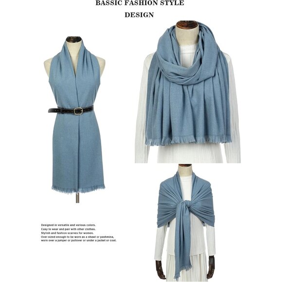 🆕 Women Blue Wedding Evening Dress Pashmina Shawl Winter Foulard Femme Wraps - Picture 6 of 7